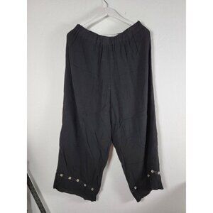 Zoe Women's Rayon Crepe Wide-Leg Pull-On Cropped Pants Elastic High Waist Casual